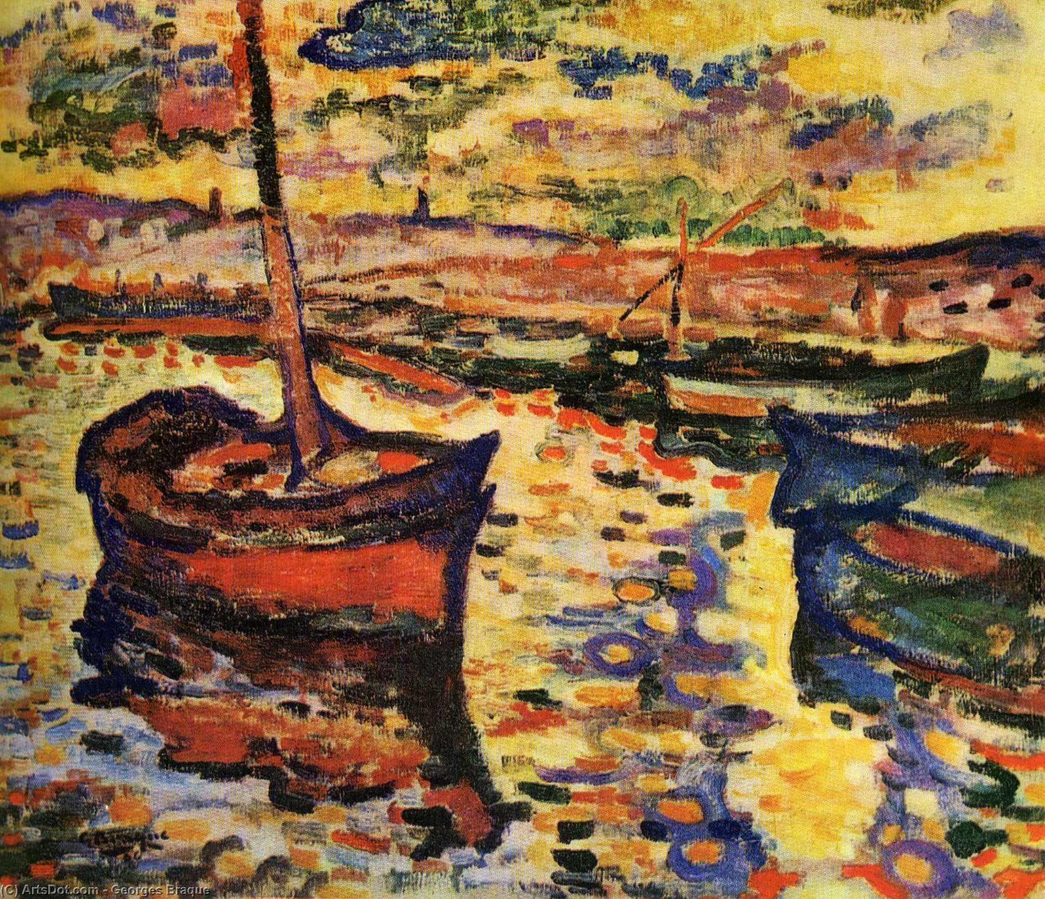Wikoo.org - موسوعة الفنون الجميلة - اللوحة، العمل الفني Georges Braque - The Harbor