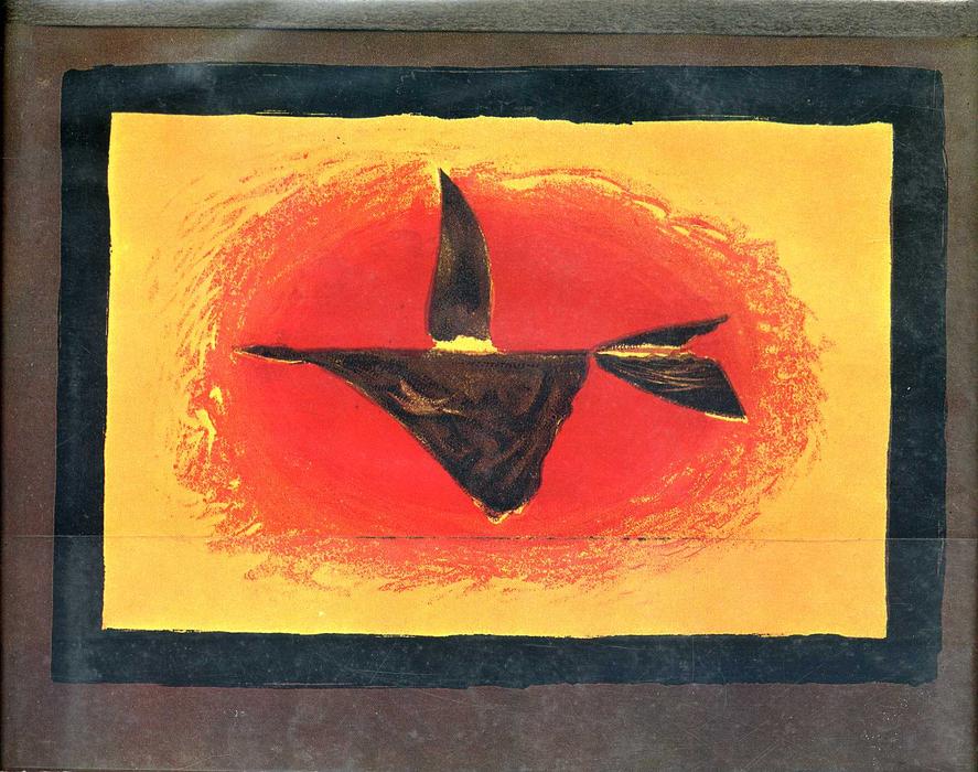 Wikoo.org - موسوعة الفنون الجميلة - اللوحة، العمل الفني Georges Braque - At Sunset, Bird XVI