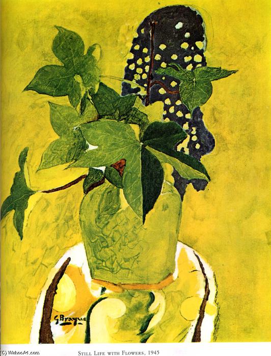 Wikoo.org - موسوعة الفنون الجميلة - اللوحة، العمل الفني Georges Braque - Still life with flowers
