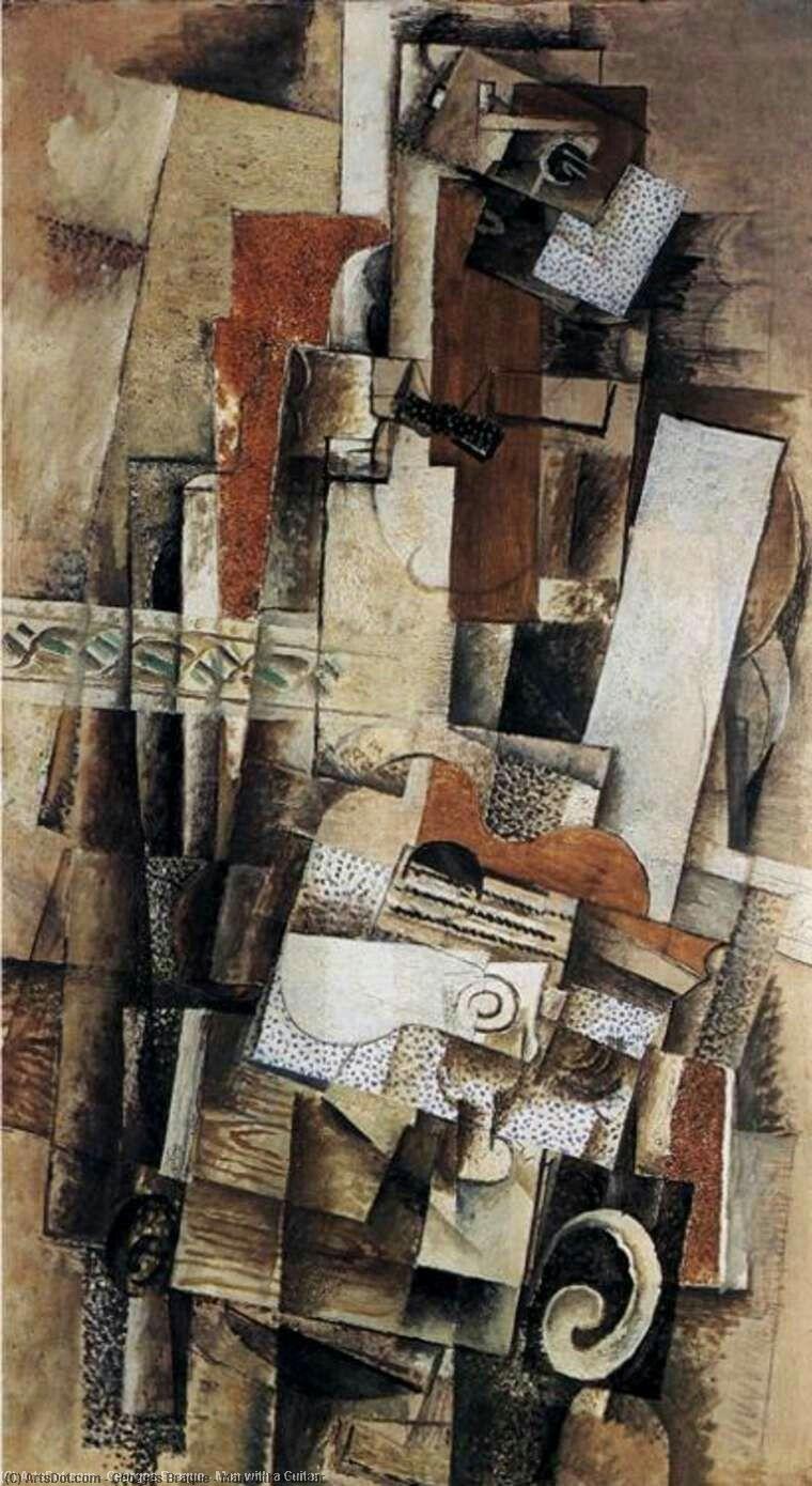 Wikoo.org - موسوعة الفنون الجميلة - اللوحة، العمل الفني Georges Braque - Man with a Guitar