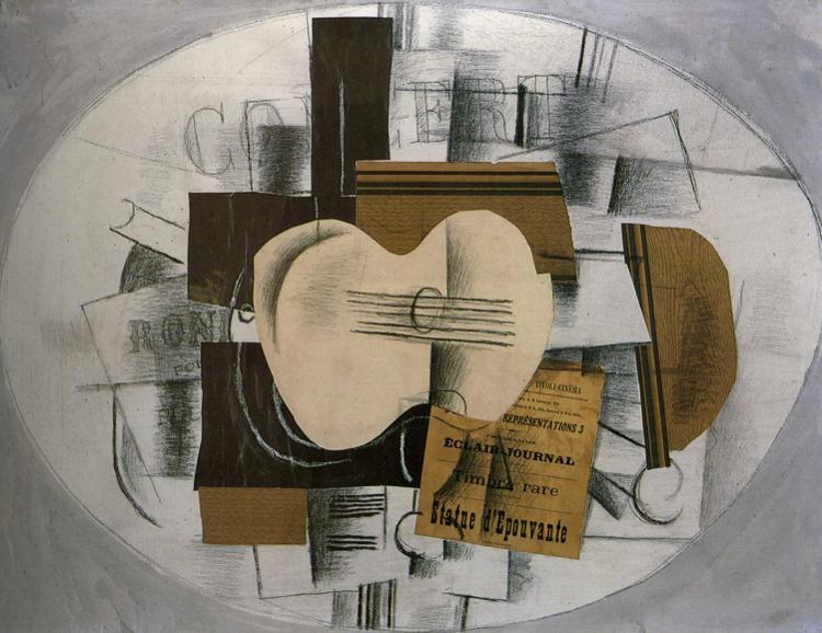 WikiOO.org - Encyclopedia of Fine Arts - Lukisan, Artwork Georges Braque - Guitar ''Program statue d'epouvante''