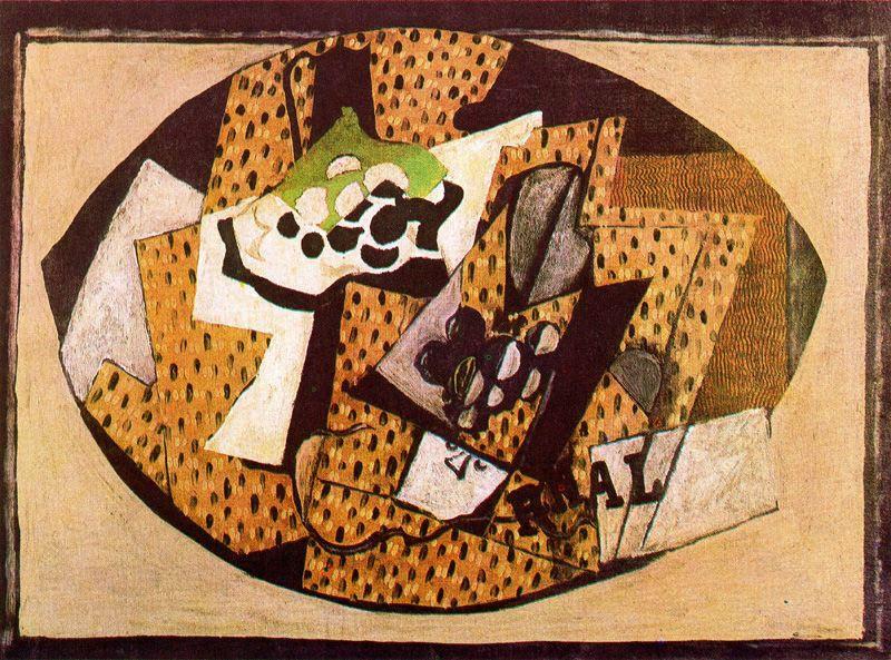 WikiOO.org - Encyclopedia of Fine Arts - Maleri, Artwork Georges Braque - Still Life with Grapes (II)