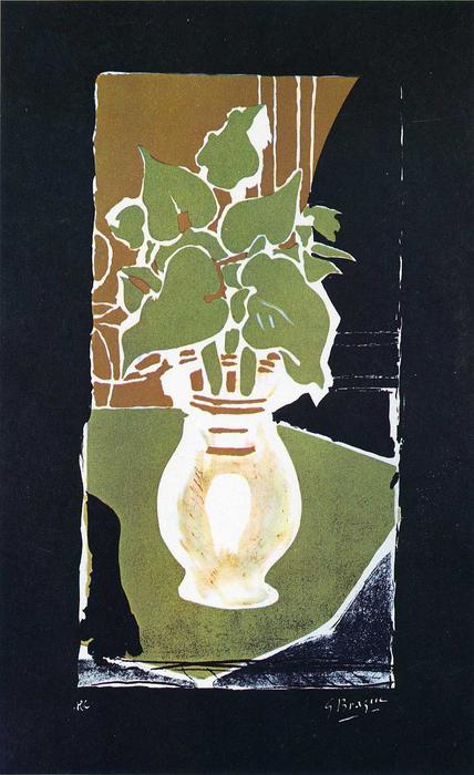 WikiOO.org - Encyclopedia of Fine Arts - Maalaus, taideteos Georges Braque - Leaves in color of light