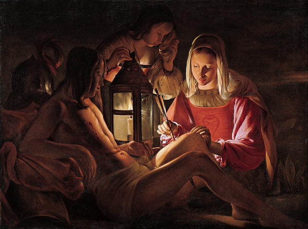 Wikioo.org – L'Encyclopédie des Beaux Arts - Peinture, Oeuvre de Georges De La Tour - r sébastien avec  lanterne