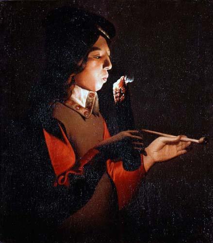 Wikoo.org - موسوعة الفنون الجميلة - اللوحة، العمل الفني Georges De La Tour - Smoker