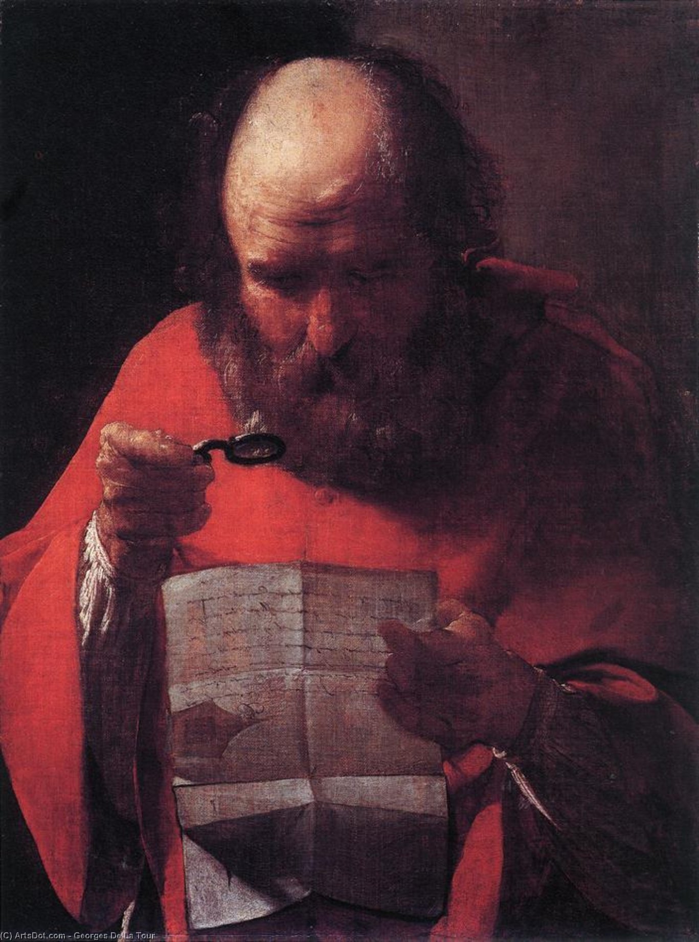 Wikioo.org - The Encyclopedia of Fine Arts - Painting, Artwork by Georges De La Tour - St. Jerome Reading