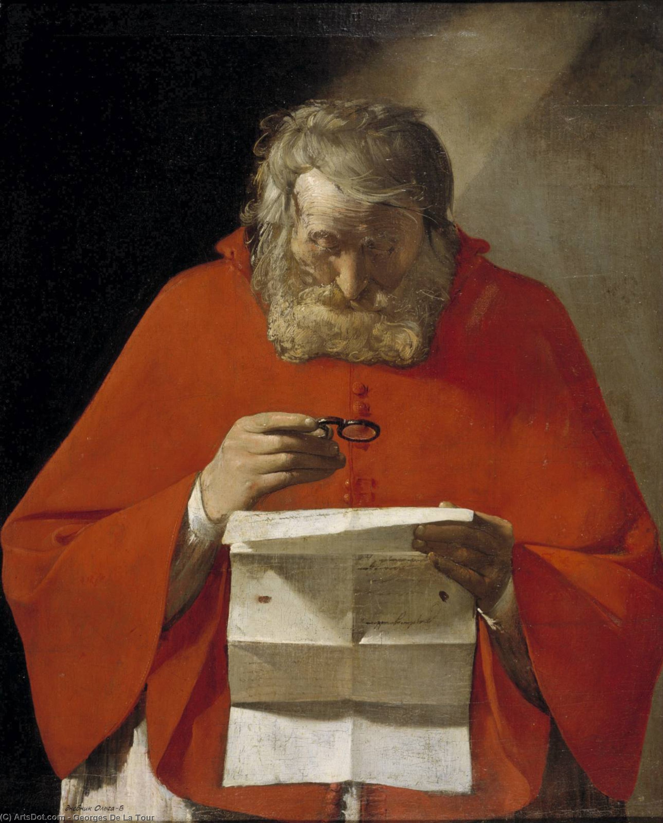 Wikioo.org – L'Encyclopédie des Beaux Arts - Peinture, Oeuvre de Georges De La Tour - saint jérôme lecture a lettre