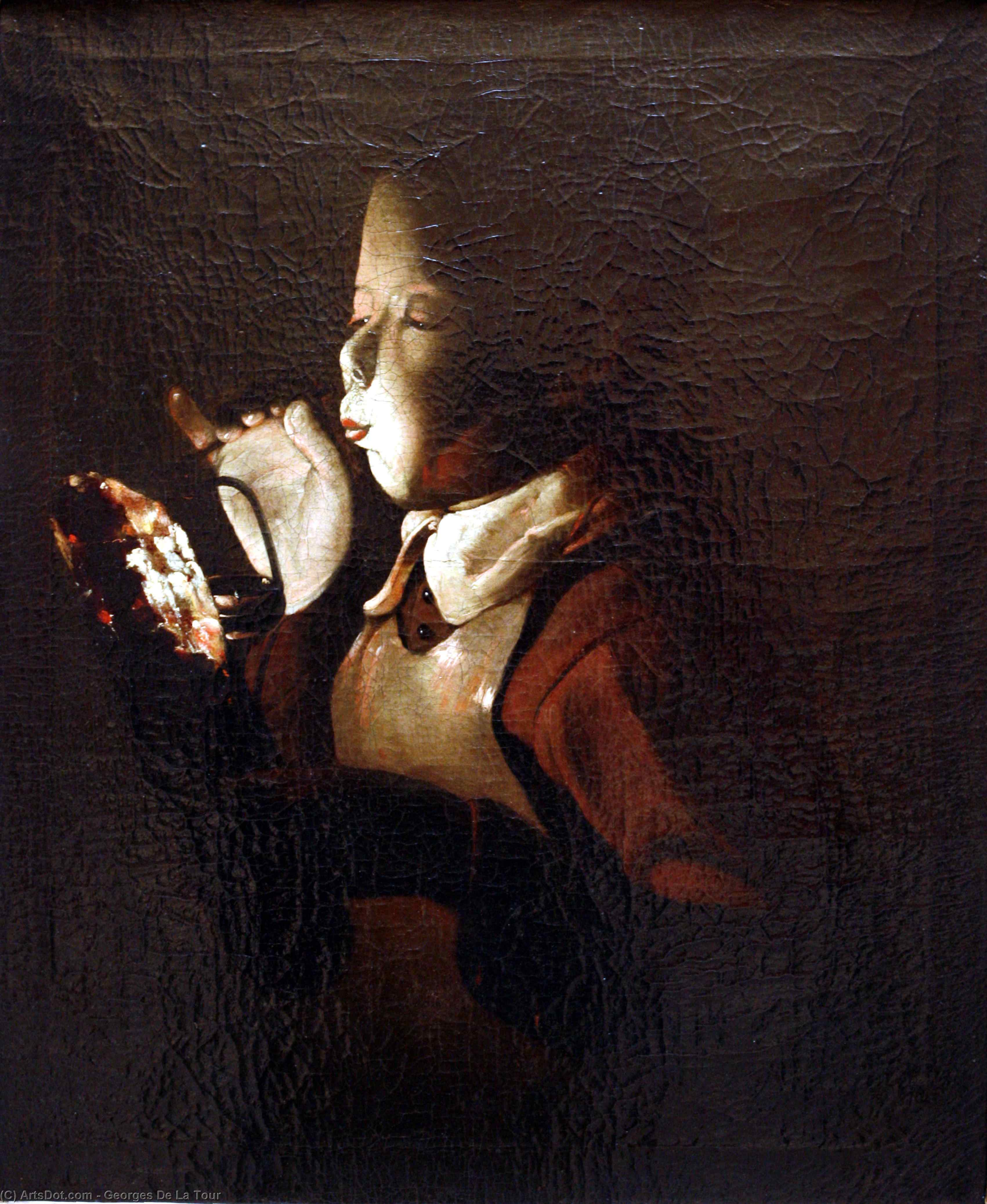 WikiOO.org - Encyclopedia of Fine Arts - Lukisan, Artwork Georges De La Tour - Boy Blowing at Lamp