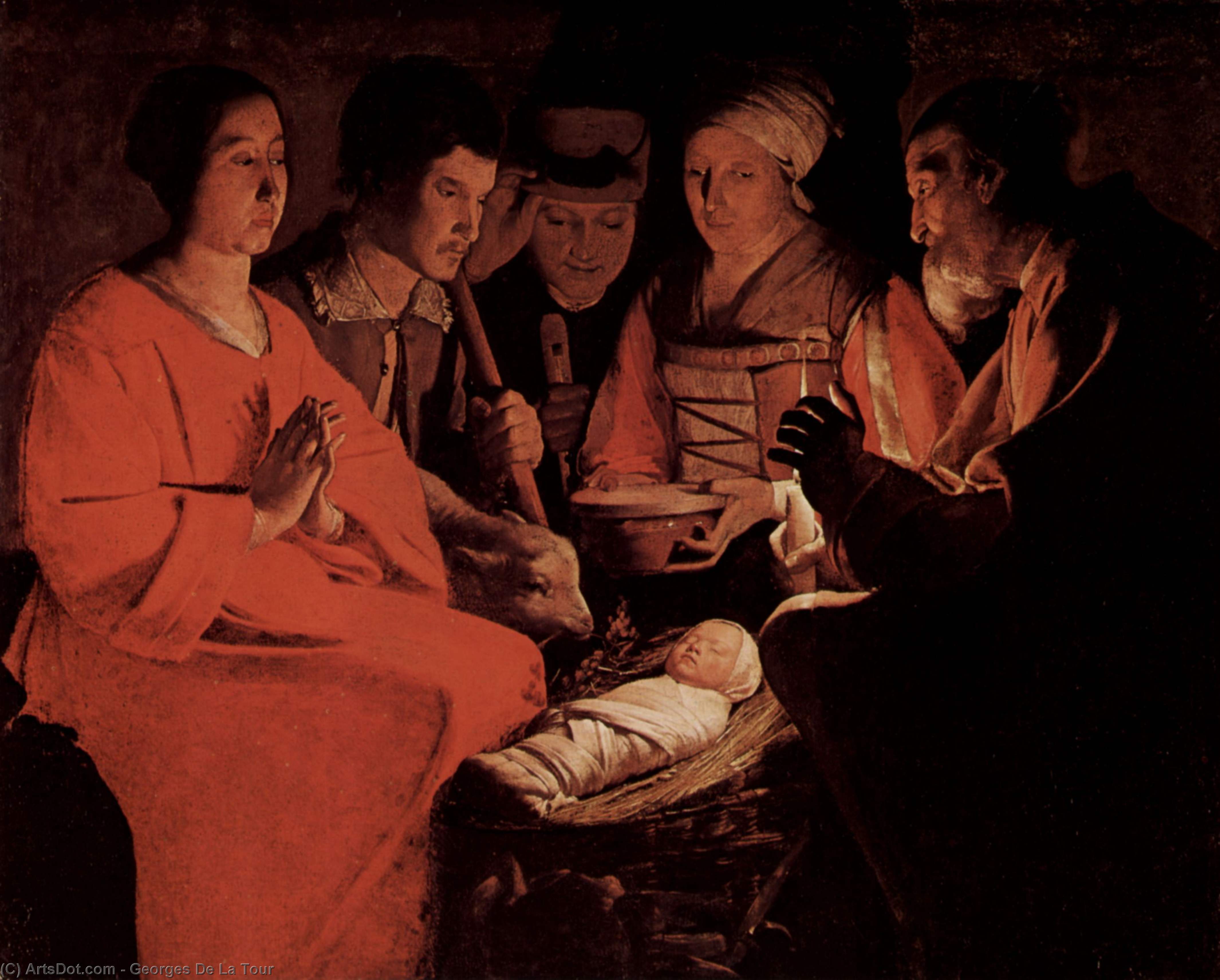 WikiOO.org - Enciklopedija likovnih umjetnosti - Slikarstvo, umjetnička djela Georges De La Tour - The Adoration of the Shepherds