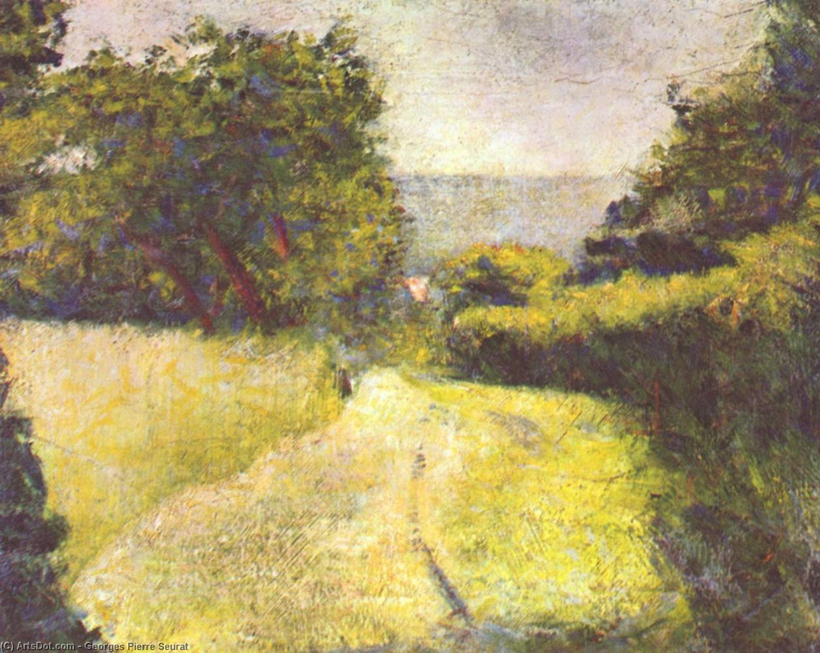 WikiOO.org - Encyclopedia of Fine Arts - Maalaus, taideteos Georges Pierre Seurat - The Hollow Way