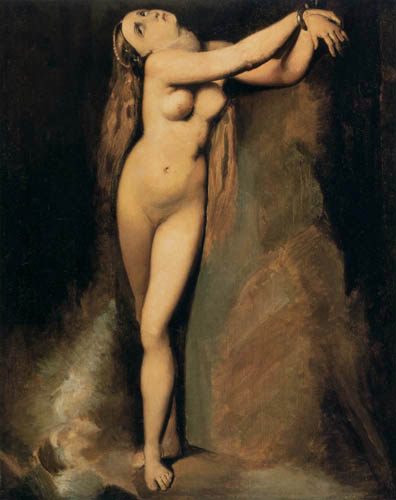 WikiOO.org - Enciklopedija dailės - Tapyba, meno kuriniai Georges Pierre Seurat - Angelica at the rock (After ingres)