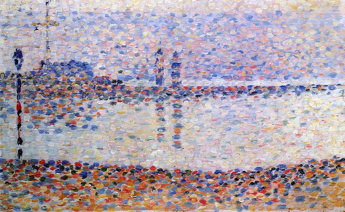 WikiOO.org - 百科事典 - 絵画、アートワーク Georges Pierre Seurat - 以下のための研究 'The チャンネルで グラーベェリン , Evening'