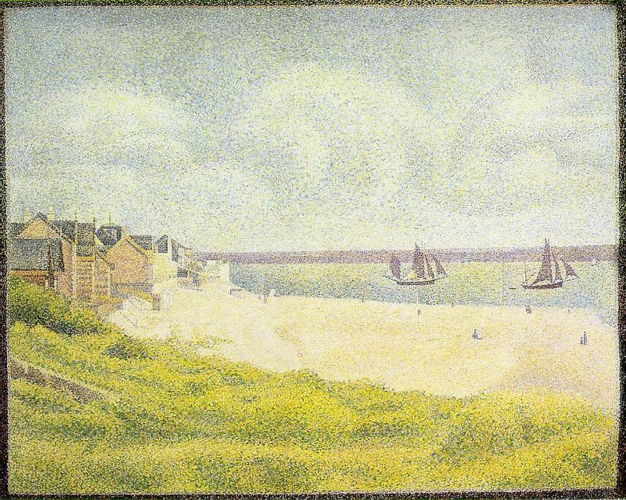 Wikoo.org - موسوعة الفنون الجميلة - اللوحة، العمل الفني Georges Pierre Seurat - View of Crotoy, the Valley
