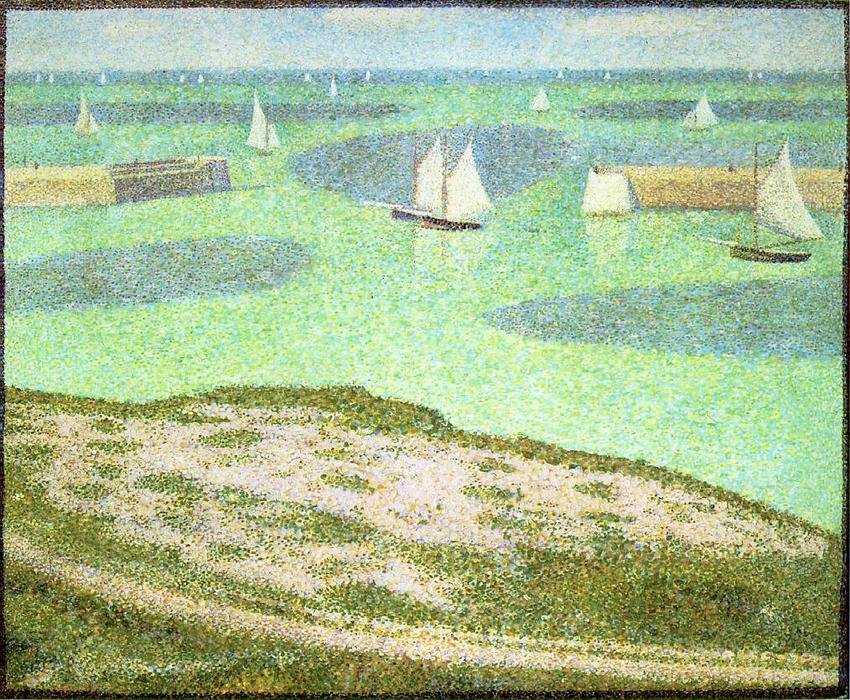 Wikioo.org - The Encyclopedia of Fine Arts - Painting, Artwork by Georges Pierre Seurat - Port-en-Bessin Entrance to the Harbor