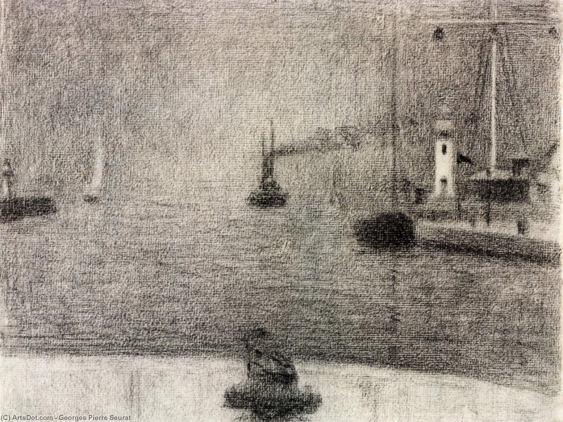 WikiOO.org - Encyclopedia of Fine Arts - Målning, konstverk Georges Pierre Seurat - The Port of Honfleur