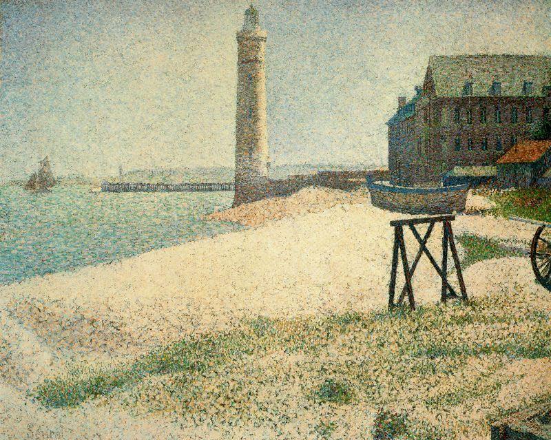 Wikioo.org - Encyklopedia Sztuk Pięknych - Malarstwo, Grafika Georges Pierre Seurat - Hospice and Lighthouse, Honfleur