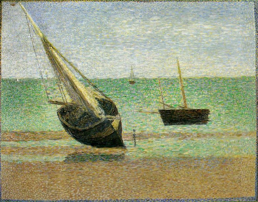 WikiOO.org - Encyclopedia of Fine Arts - Maleri, Artwork Georges Pierre Seurat - Low Tide at Grandcamp