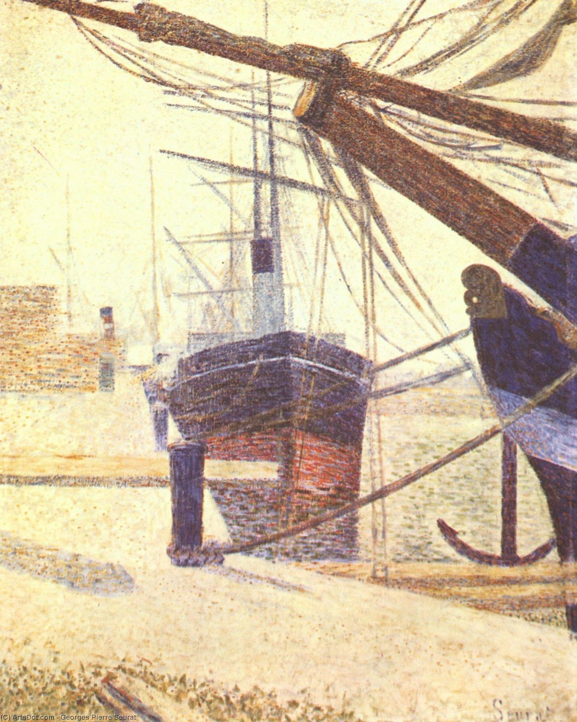 WikiOO.org - Encyclopedia of Fine Arts - Maleri, Artwork Georges Pierre Seurat - Harbor in Honfleur