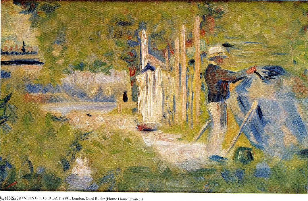 Wikioo.org - The Encyclopedia of Fine Arts - Painting, Artwork by Georges Pierre Seurat - Man Painting his Boat