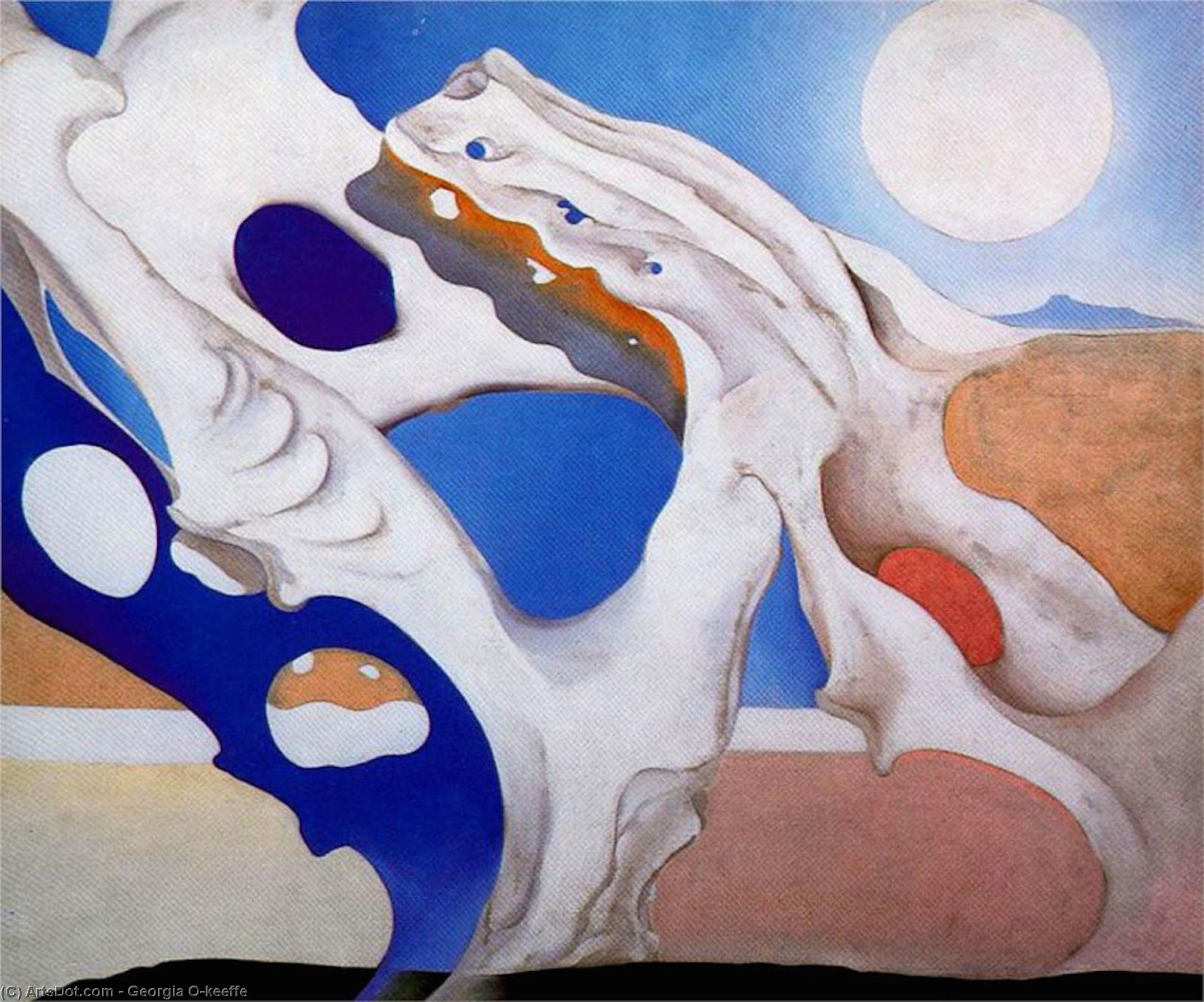 Wikioo.org - The Encyclopedia of Fine Arts - Painting, Artwork by Georgia Totto O'keeffe - Shadow with Pelvis and Moon
