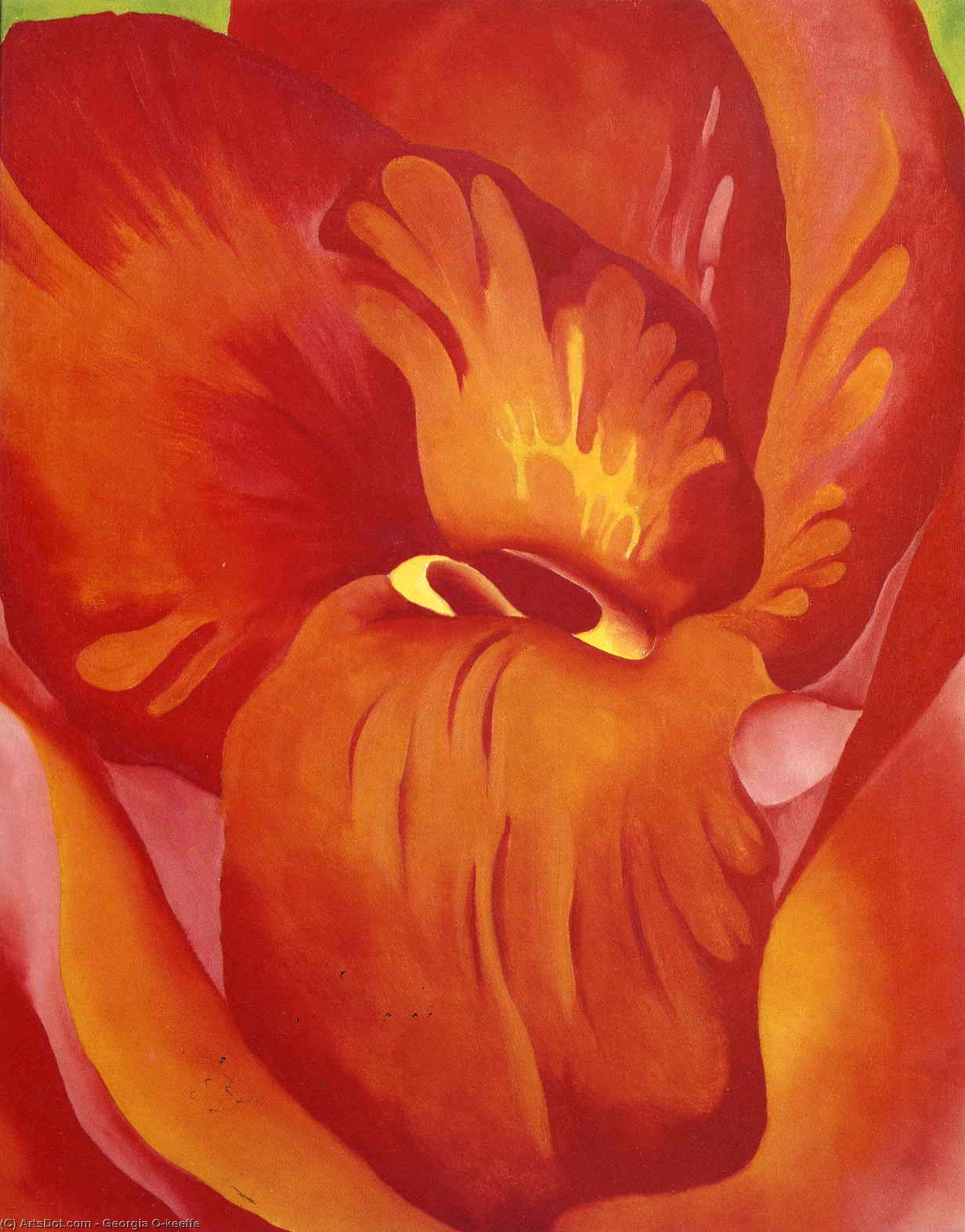 Wikioo.org – La Enciclopedia de las Bellas Artes - Pintura, Obras de arte de Georgia Totto O'keeffe - Presente de no poder rojo  asícomo  naranja