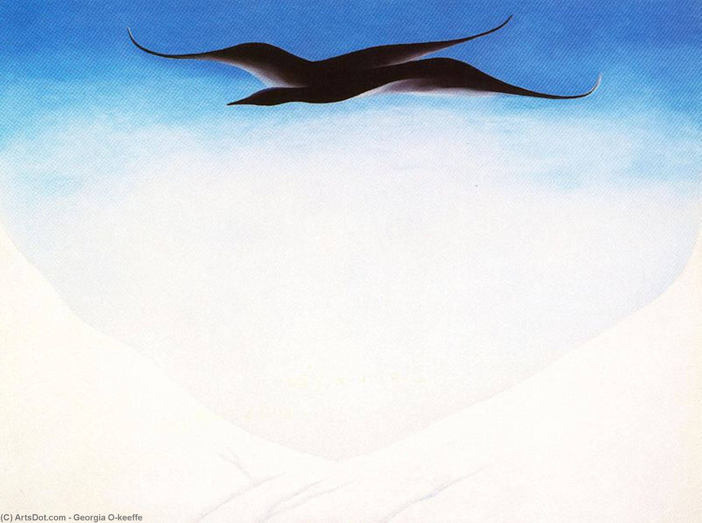 WikiOO.org - Encyclopedia of Fine Arts - Maľba, Artwork Georgia Totto O'keeffe - A Black Bird With Snow Covered Red Hills
