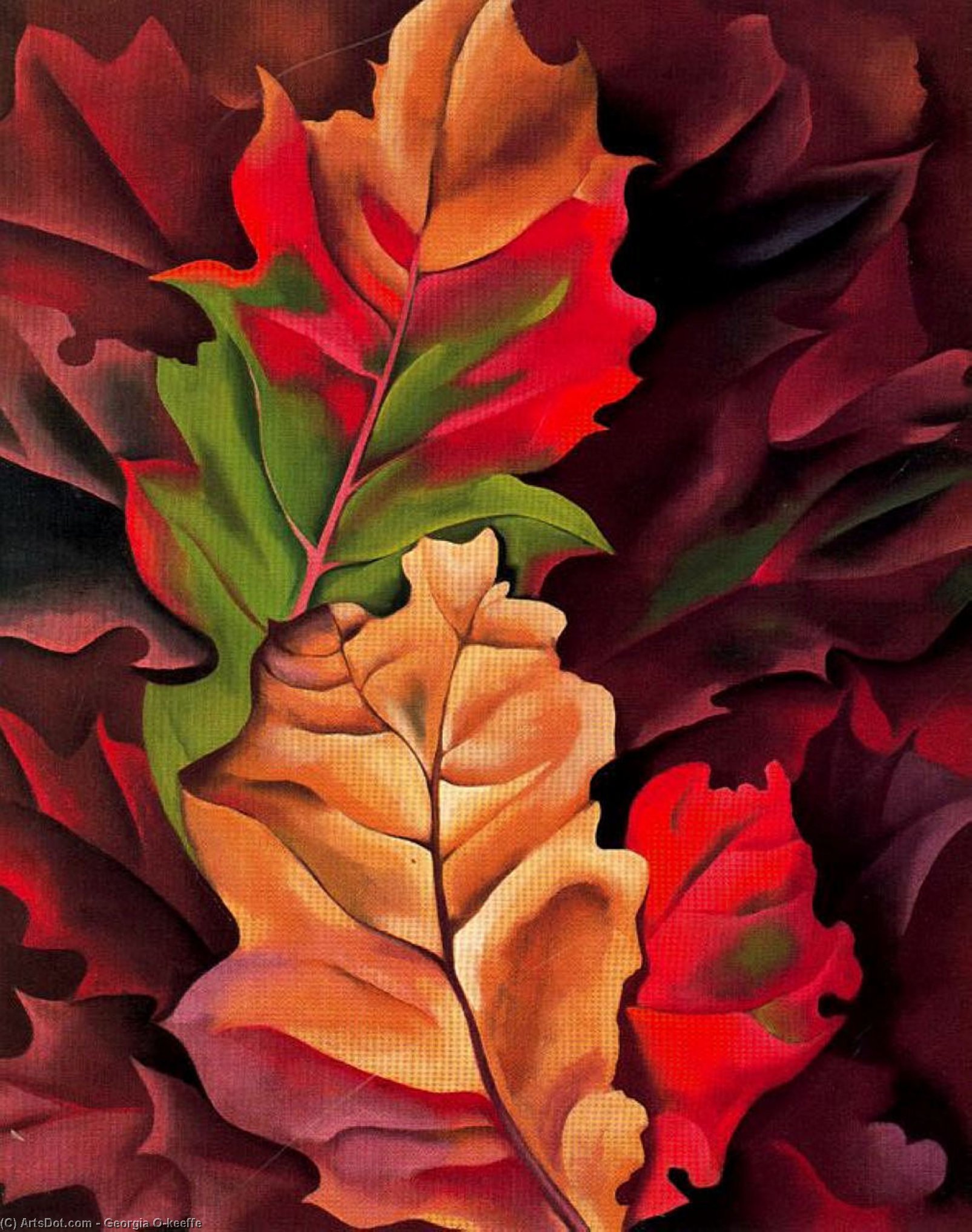 WikiOO.org - Encyclopedia of Fine Arts - Maľba, Artwork Georgia Totto O'keeffe - Autumn Leaves