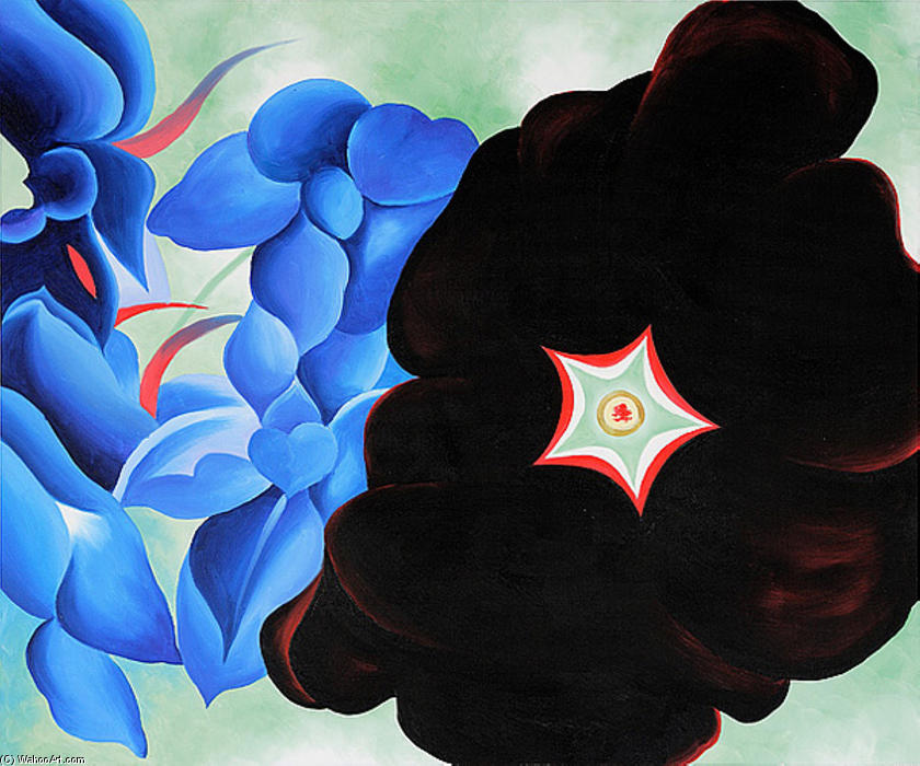 Wikioo.org - The Encyclopedia of Fine Arts - Painting, Artwork by Georgia Totto O'keeffe - Black Hollyhock - Blue Larkspur