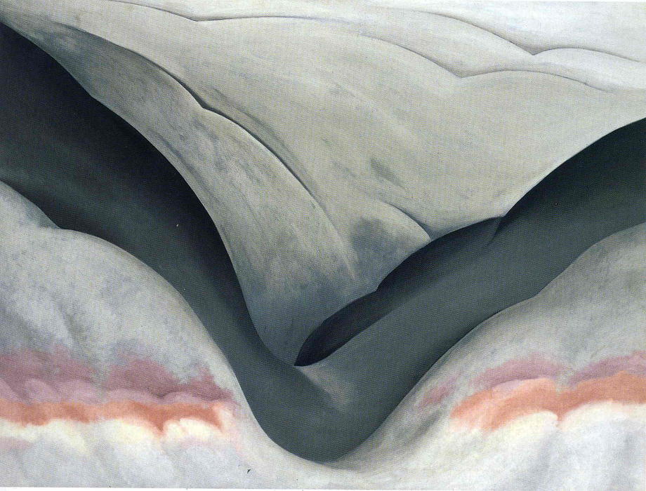 WikiOO.org - Encyclopedia of Fine Arts - Maľba, Artwork Georgia Totto O'keeffe - Black Place, Grey and Pink