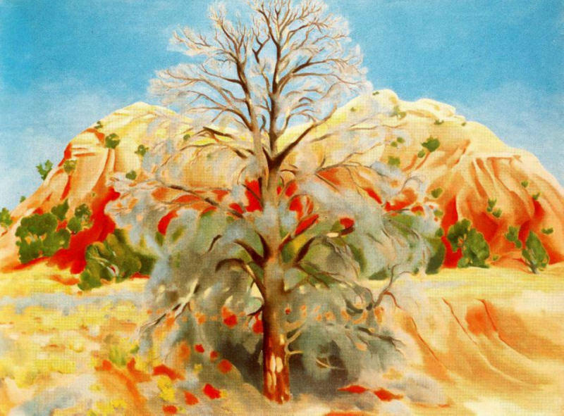 Wikioo.org - The Encyclopedia of Fine Arts - Painting, Artwork by Georgia Totto O'keeffe - Dead Tree with Pink Hill