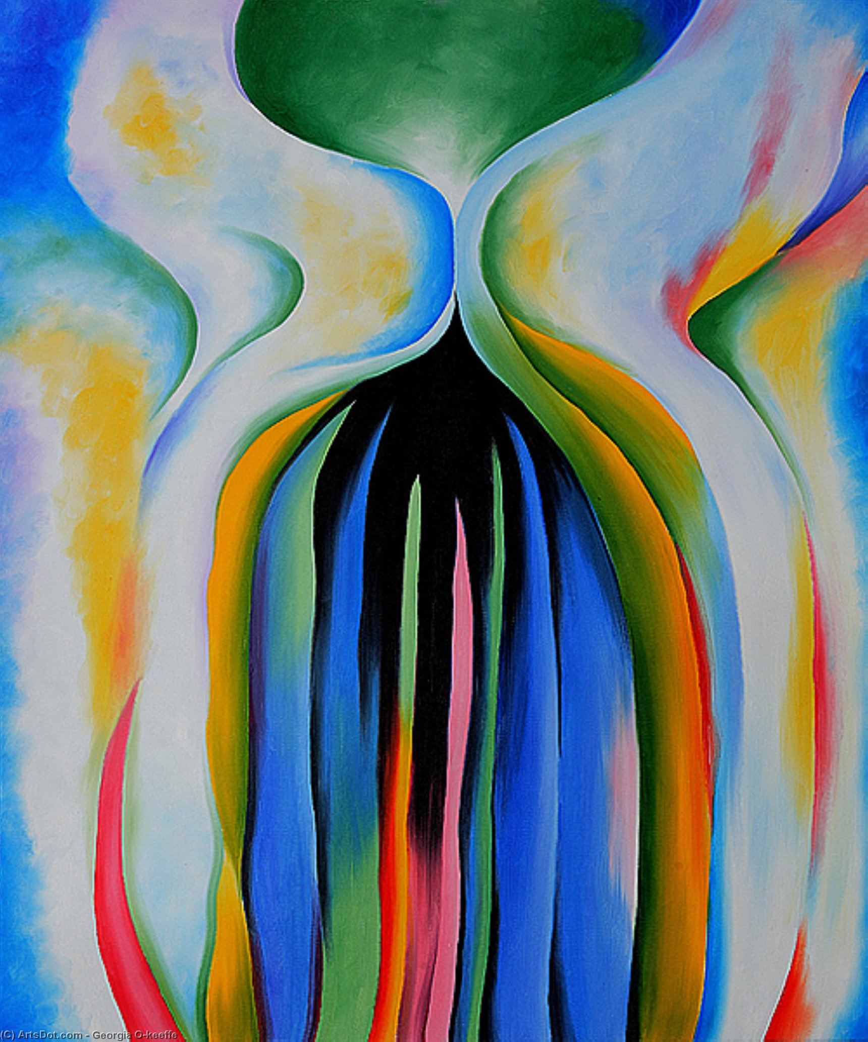 WikiOO.org - Encyclopedia of Fine Arts - Maleri, Artwork Georgia Totto O'keeffe - Gray line with black, blue, and yellow