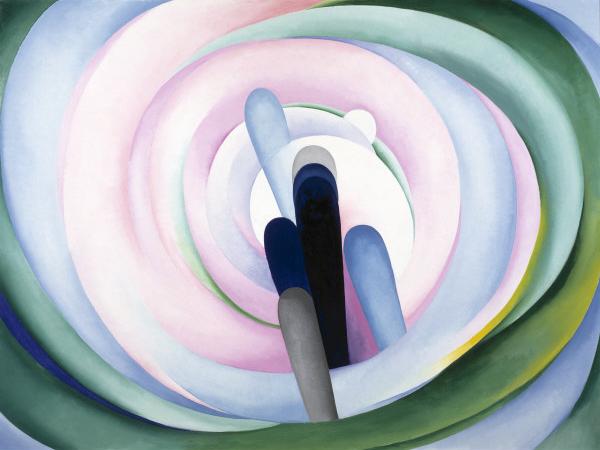 WikiOO.org - Encyclopedia of Fine Arts - Maalaus, taideteos Georgia Totto O'keeffe - Grey Blue and Black, Pink Circle
