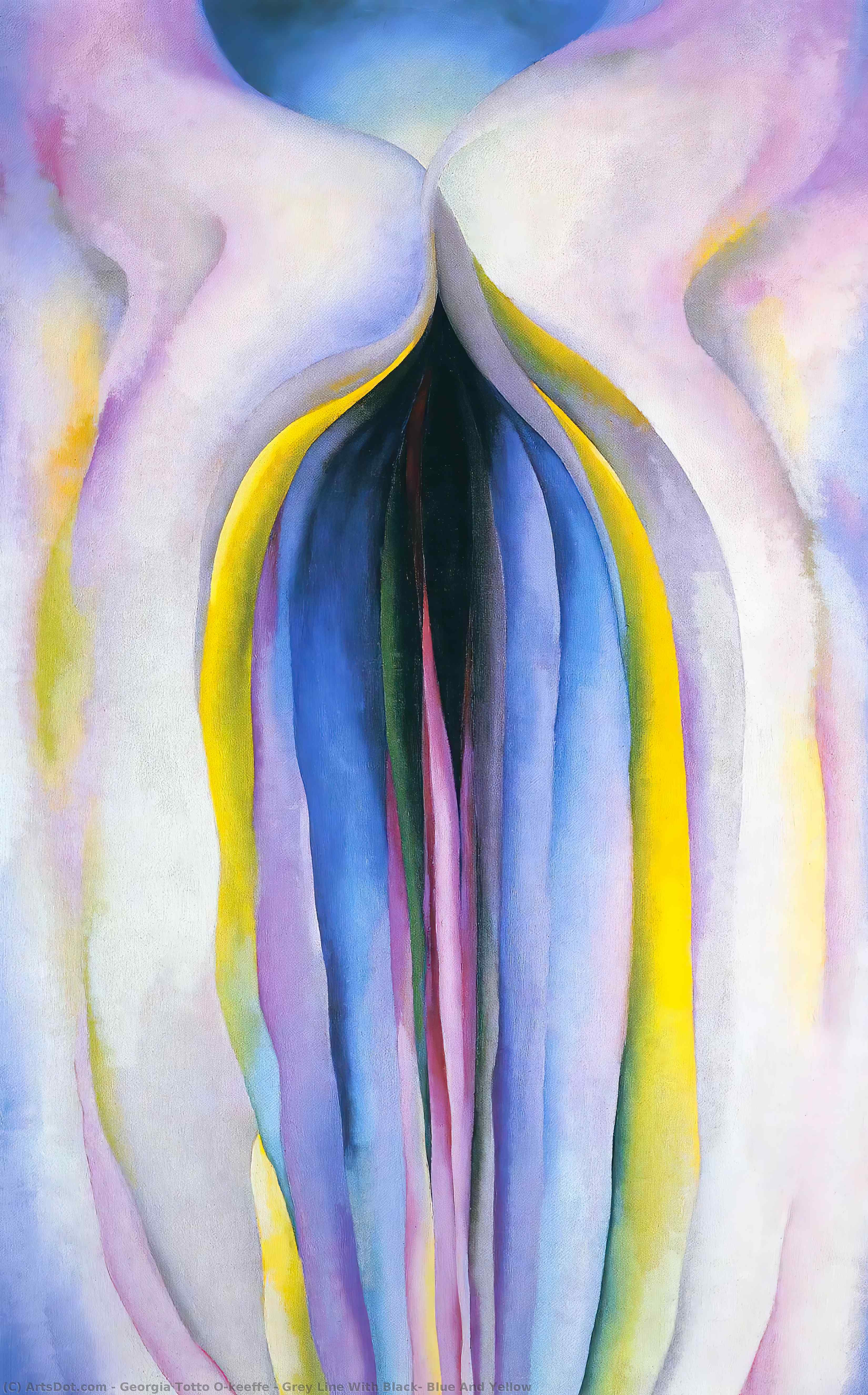 WikiOO.org - Encyclopedia of Fine Arts - Maleri, Artwork Georgia Totto O'keeffe - Grey Line With Black, Blue And Yellow
