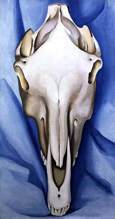 WikiOO.org - Encyclopedia of Fine Arts - Maľba, Artwork Georgia Totto O'keeffe - Horse's Skull on Blue