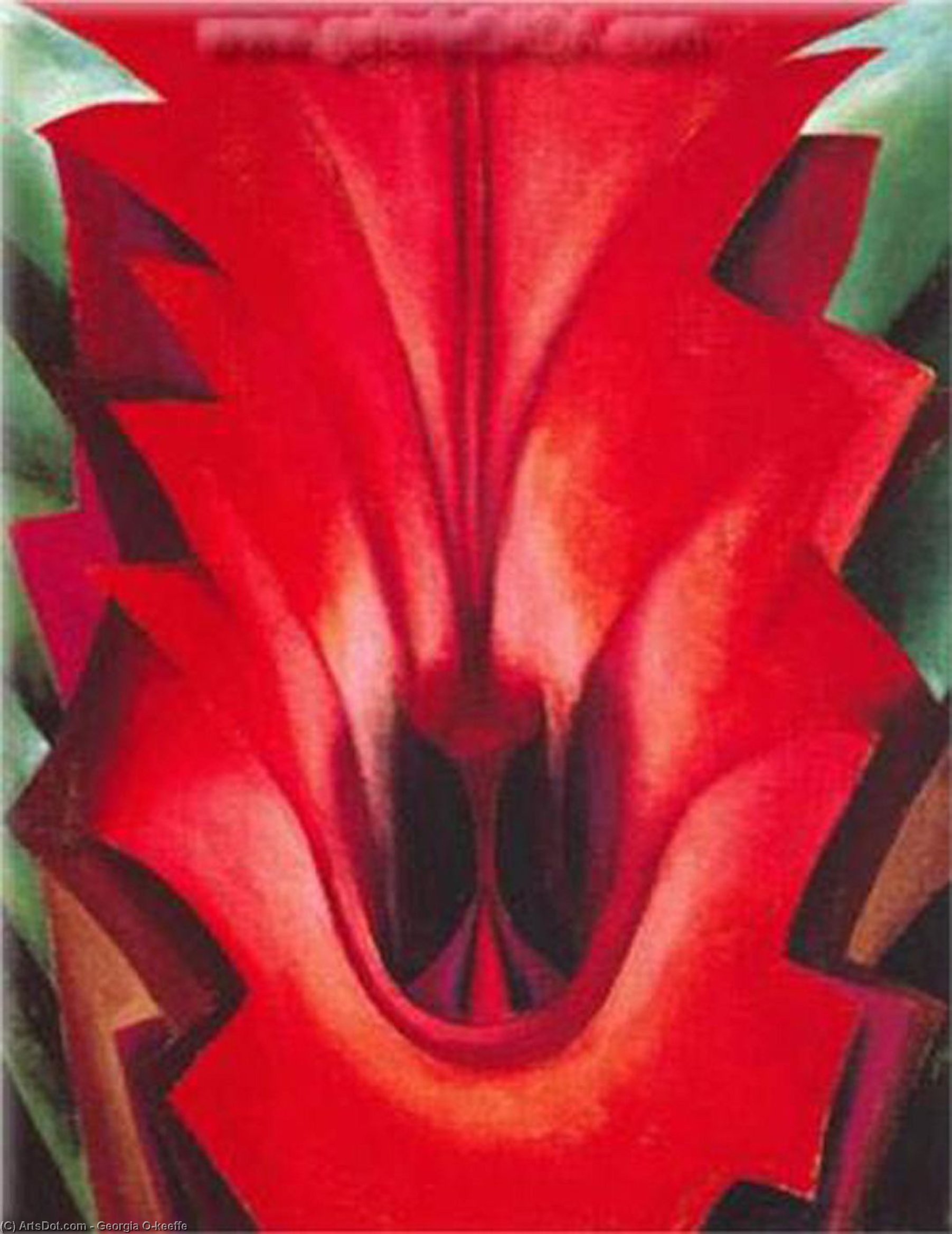 WikiOO.org - Енциклопедия за изящни изкуства - Живопис, Произведения на изкуството Georgia Totto O'keeffe - Inside Red Canna