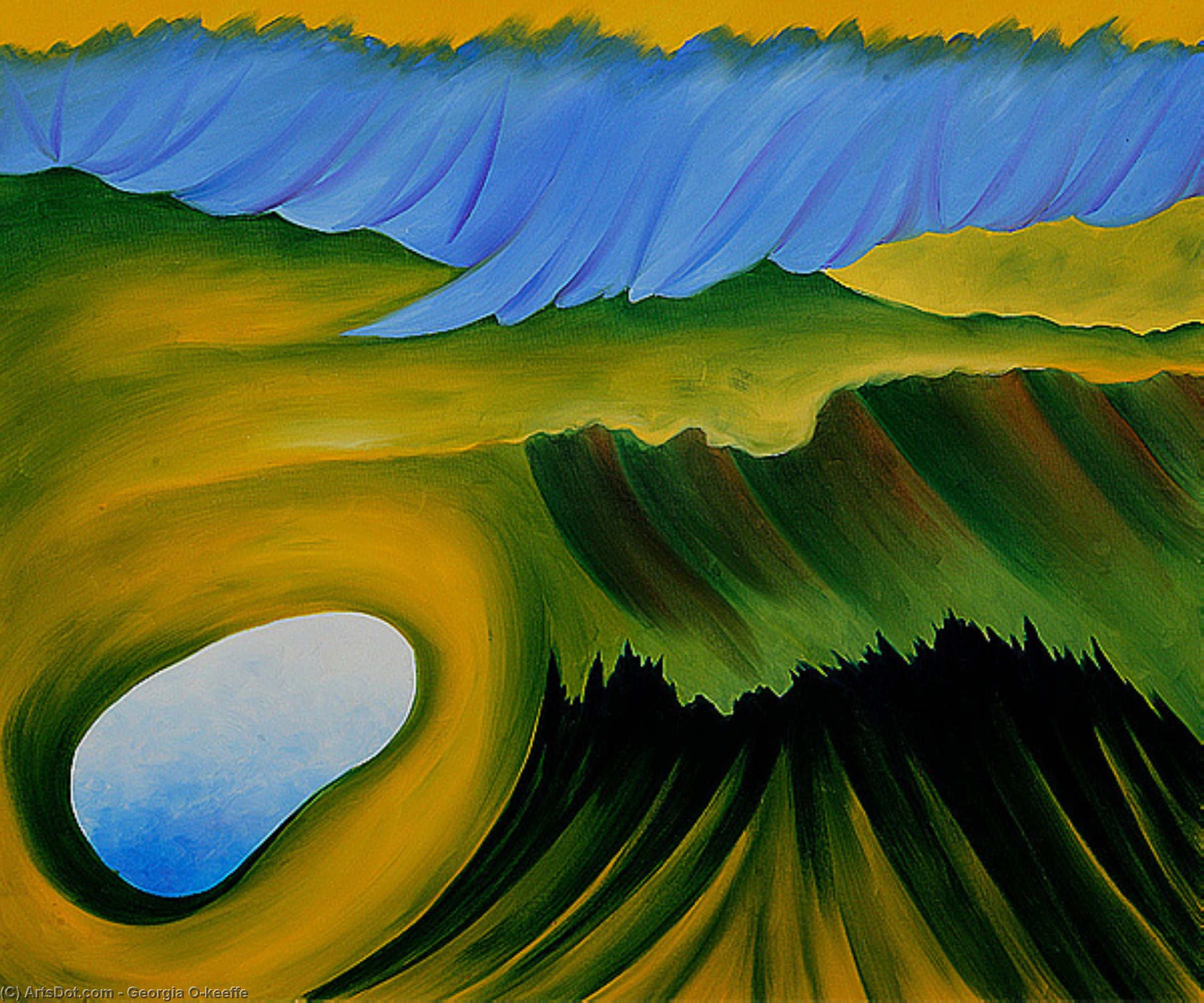 WikiOO.org - Encyclopedia of Fine Arts - Maľba, Artwork Georgia Totto O'keeffe - Mountains and Lake