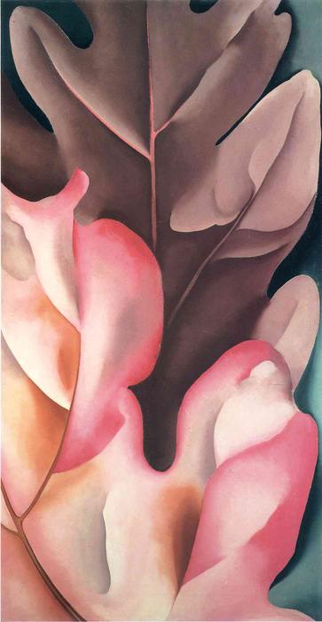 Wikioo.org - สารานุกรมวิจิตรศิลป์ - จิตรกรรม Georgia Totto O'keeffe - Oak Leaves Pink and Grey