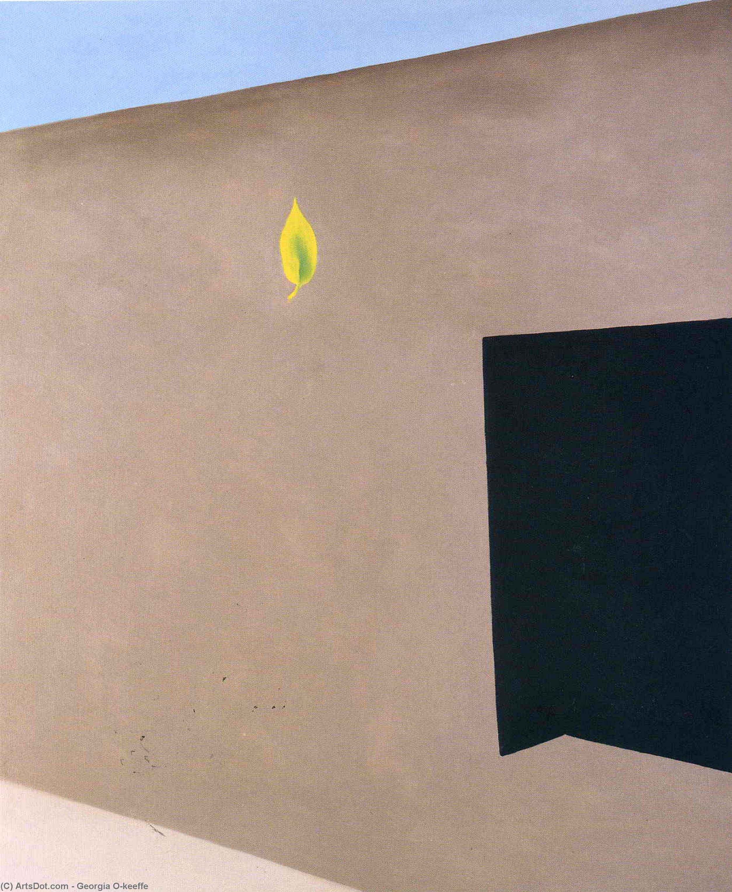 WikiOO.org - Encyclopedia of Fine Arts - Maľba, Artwork Georgia Totto O'keeffe - Patio Door with Green Leaf