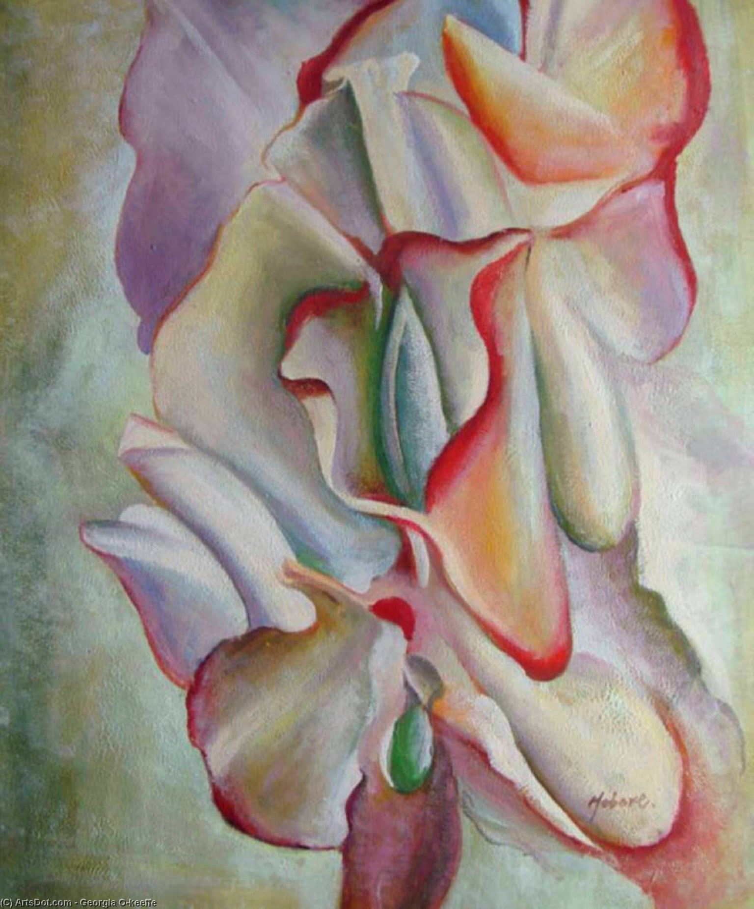 WikiOO.org - Encyclopedia of Fine Arts - Maľba, Artwork Georgia Totto O'keeffe - Pink Sweet Peas