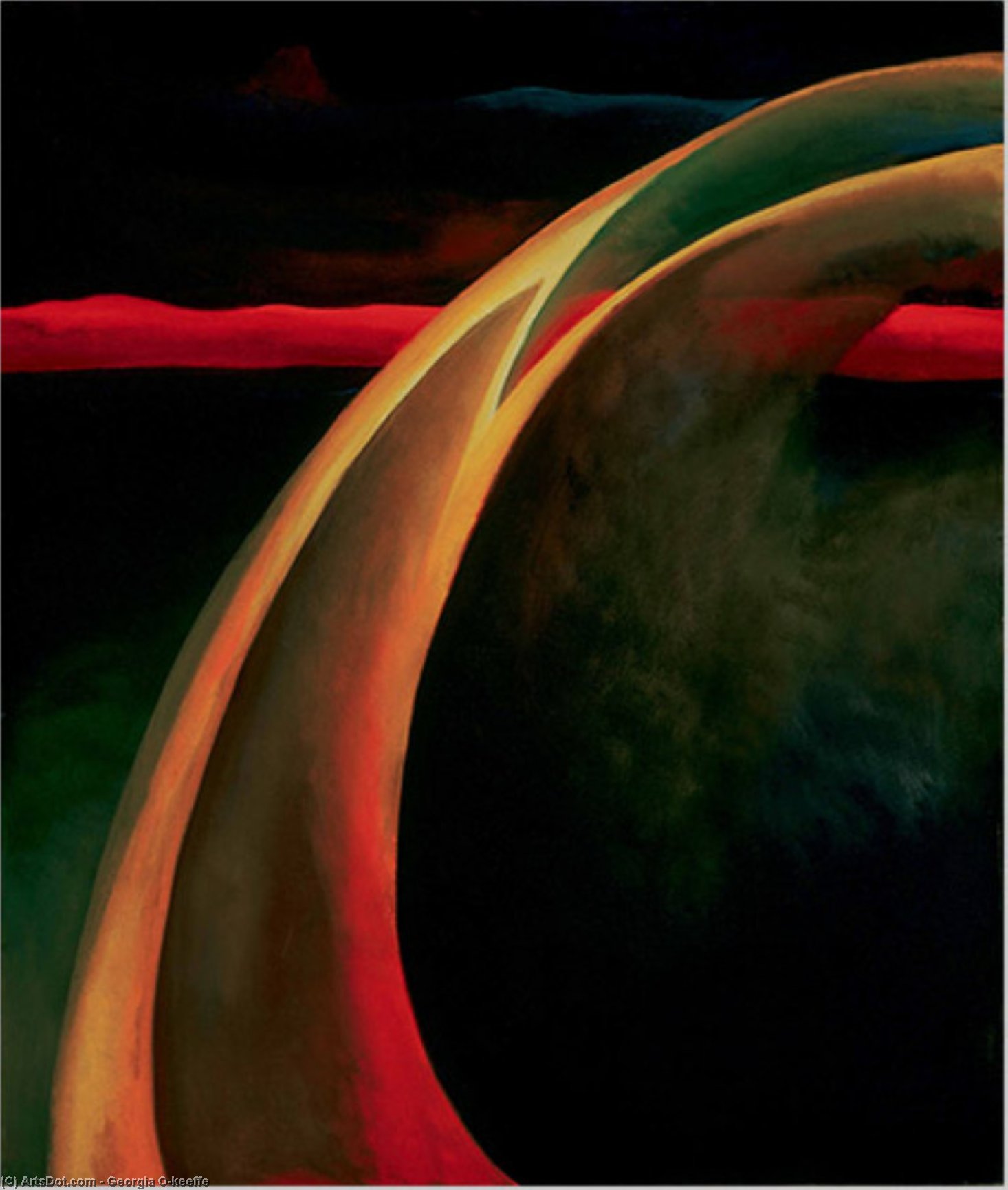 WikiOO.org - Encyclopedia of Fine Arts - Lukisan, Artwork Georgia Totto O'keeffe - Red and Orange Streak