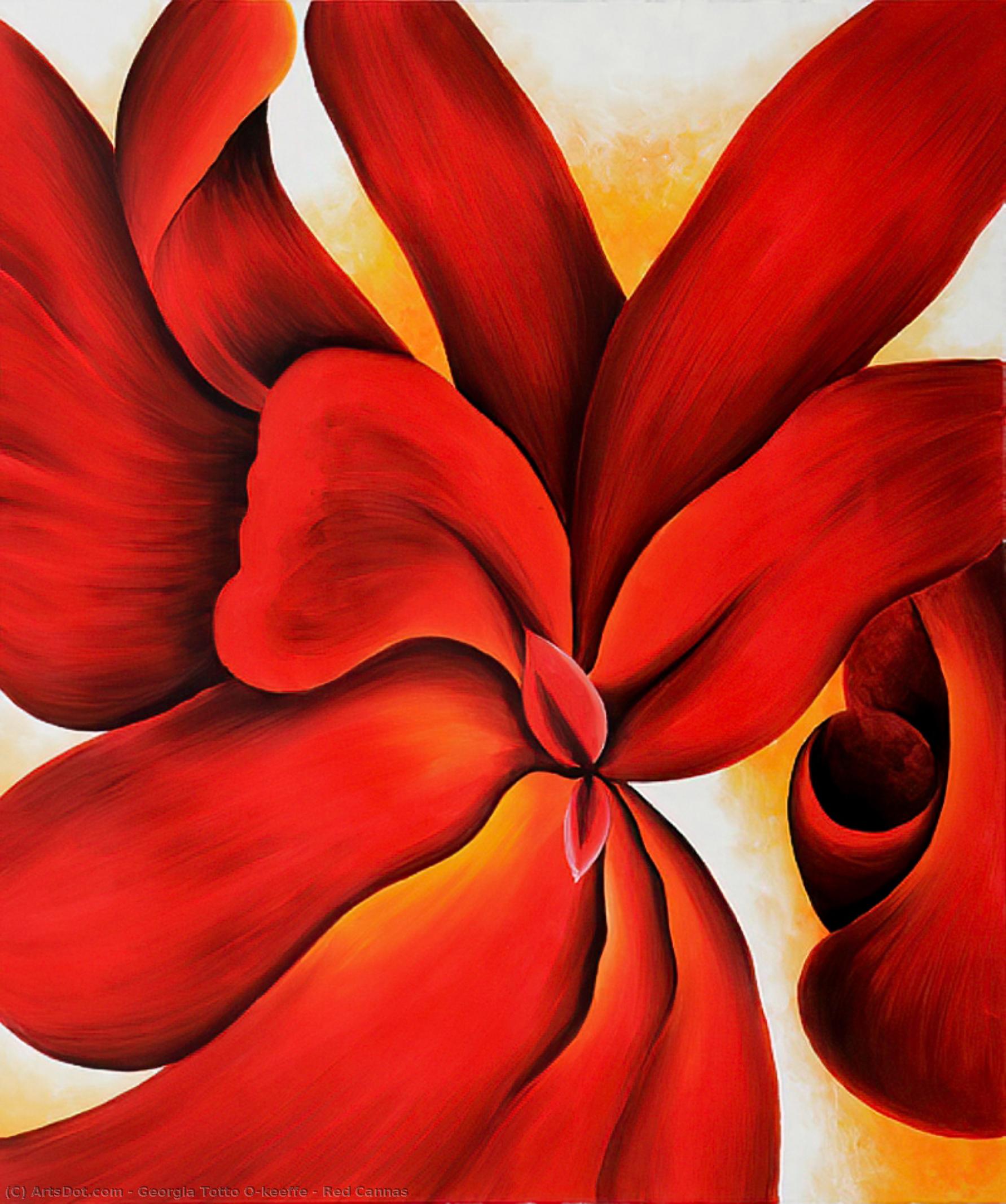 WikiOO.org - Encyclopedia of Fine Arts - Maľba, Artwork Georgia Totto O'keeffe - Red Cannas