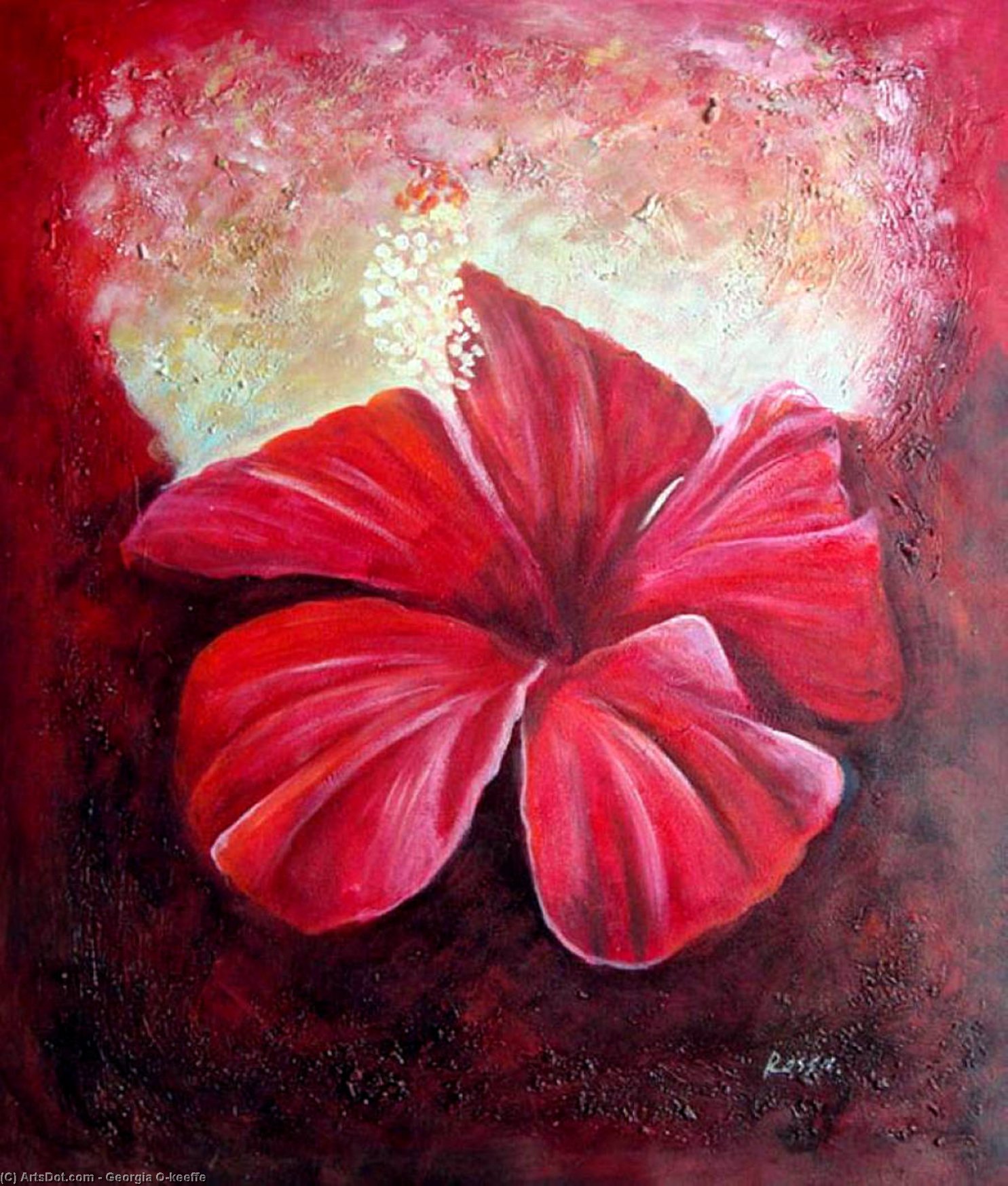 Wikioo.org - The Encyclopedia of Fine Arts - Painting, Artwork by Georgia Totto O'keeffe - Red Flower Closeup