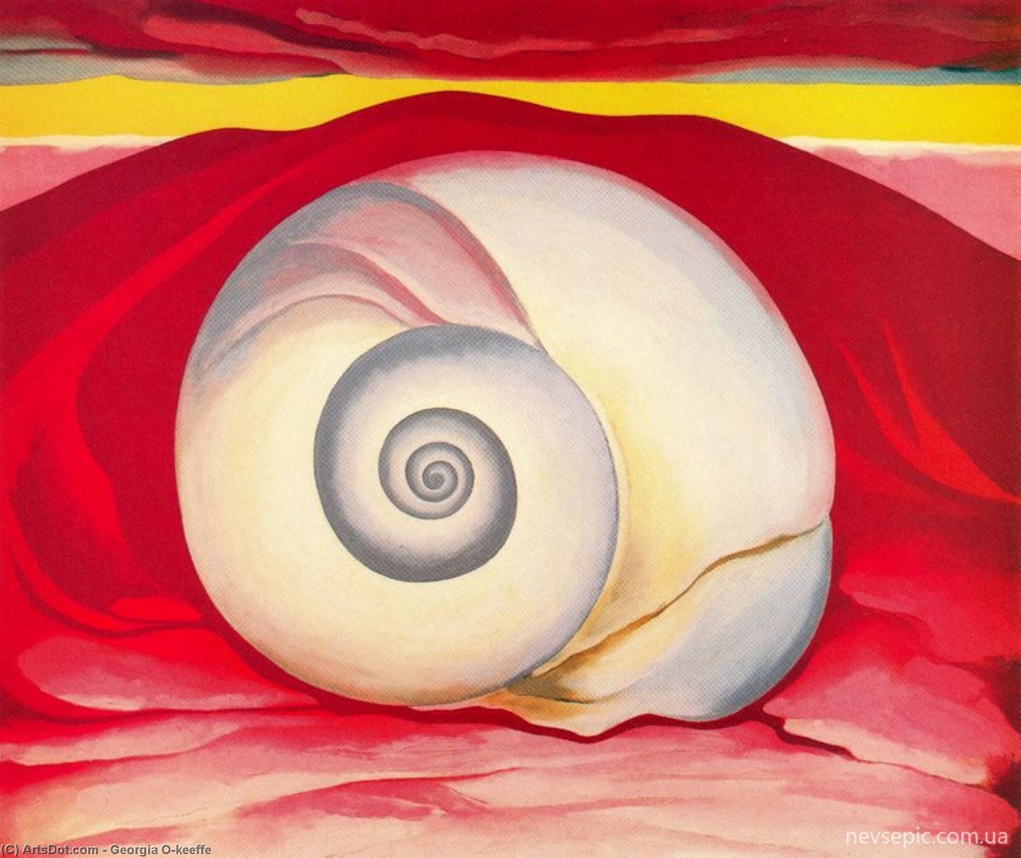 WikiOO.org - Encyclopedia of Fine Arts - Maľba, Artwork Georgia Totto O'keeffe - Red Hill and White Shell