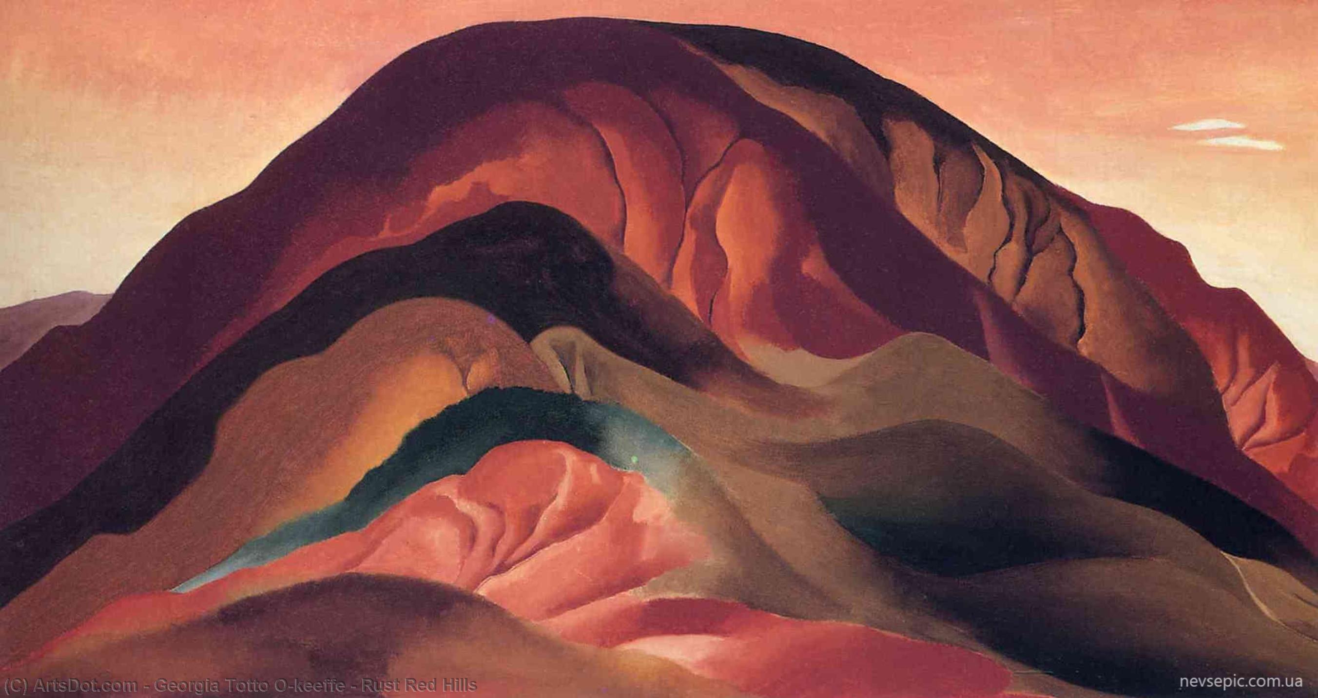 WikiOO.org - Encyclopedia of Fine Arts - Maľba, Artwork Georgia Totto O'keeffe - Rust Red Hills