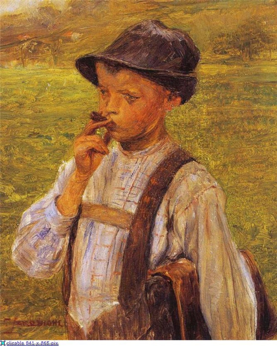 WikiOO.org - Encyclopedia of Fine Arts - Maleri, Artwork Georgios Jakobides - Boy Smoking