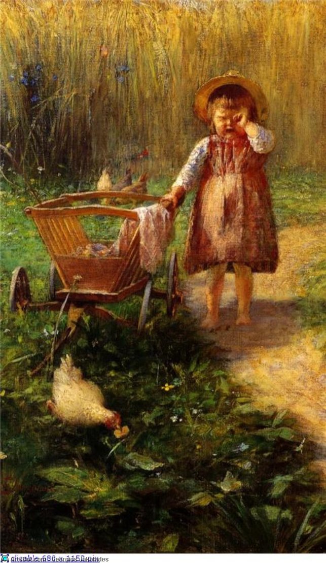 Wikioo.org - The Encyclopedia of Fine Arts - Painting, Artwork by Georgios Jakobides - Child with Cart