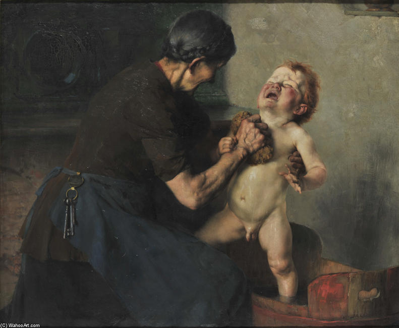 WikiOO.org - Encyclopedia of Fine Arts - Maľba, Artwork Georgios Jakobides - Cold Shower