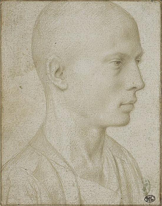 WikiOO.org - Енциклопедия за изящни изкуства - Живопис, Произведения на изкуството Gerard David - Study of a Bust of Yyoung Boy with Shaved Head