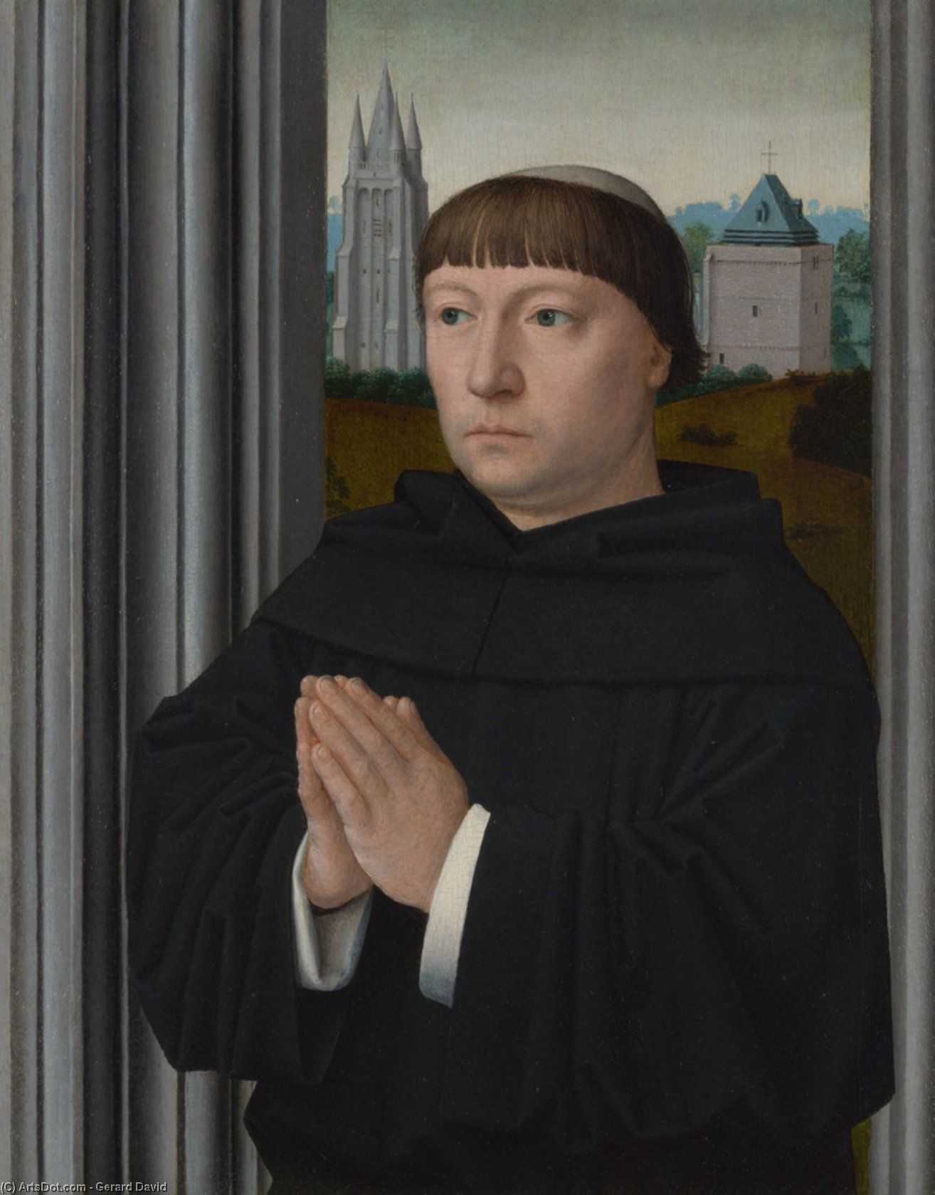 Wikioo.org - The Encyclopedia of Fine Arts - Painting, Artwork by Gerard David - An Augustinian Friar Praying