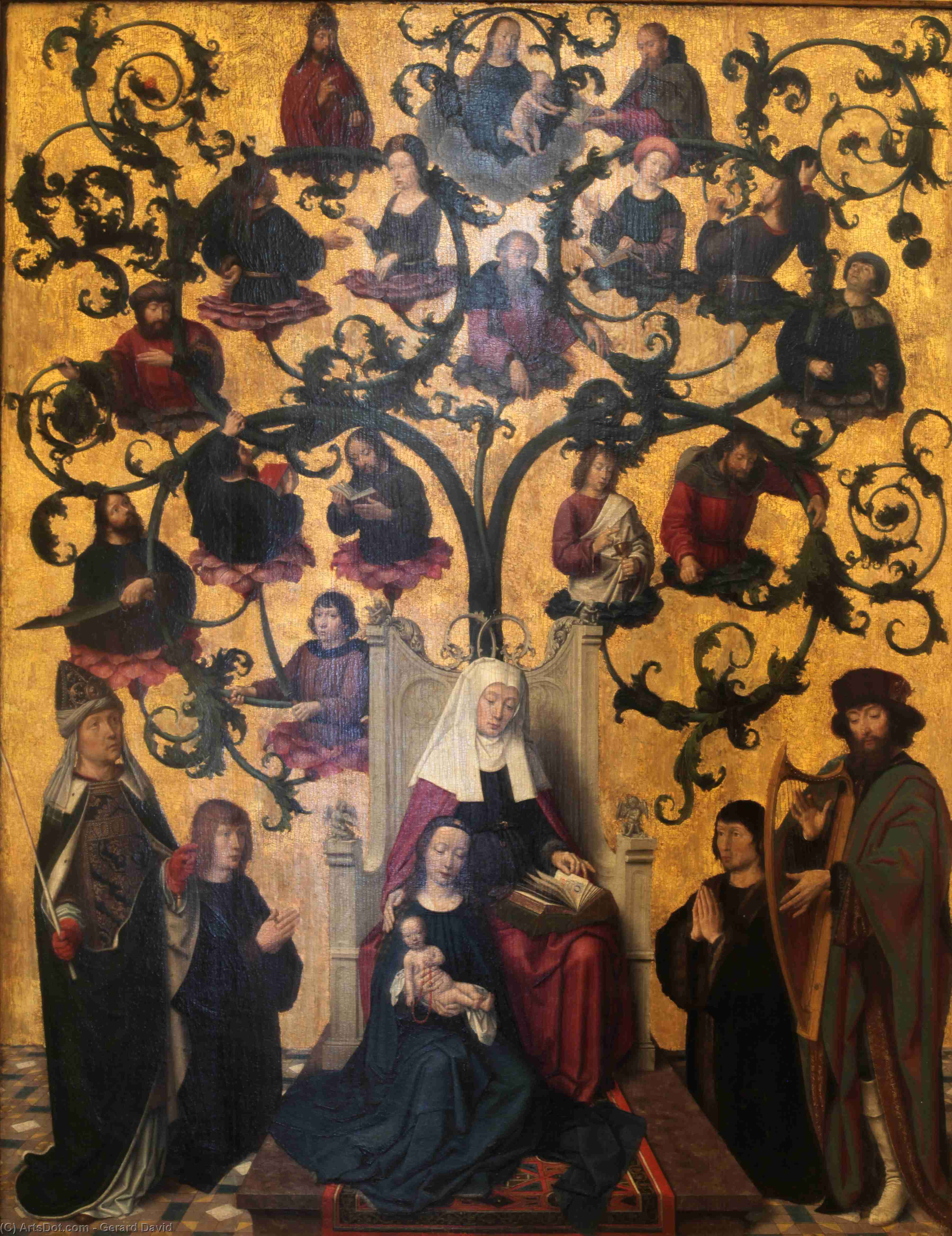 WikiOO.org - Encyclopedia of Fine Arts - Maleri, Artwork Gerard David - Lineage of Saint Anne